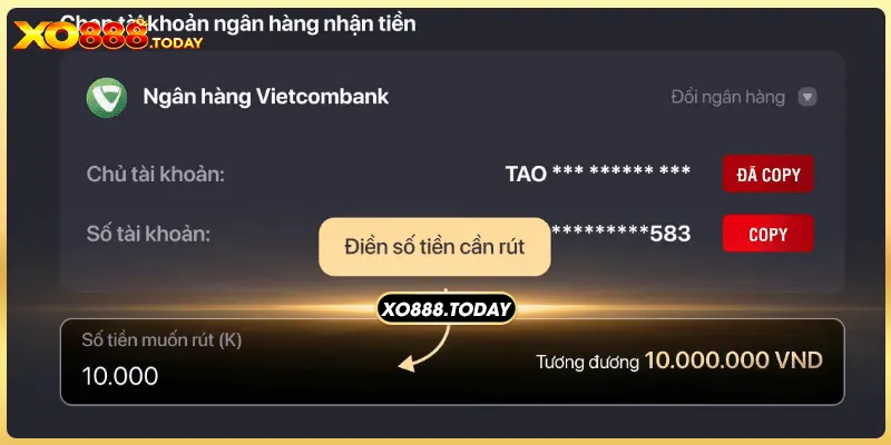 Các bước thực hiện khi thao tác rút tiền